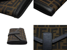 Load image into Gallery viewer, FENDI フェンディ 長財布 ビッグウォレット ズッカライン イニシャル入り イタリア製 キャンバス レザー ブラウン ゴールド金具 美品 中古 4b010768