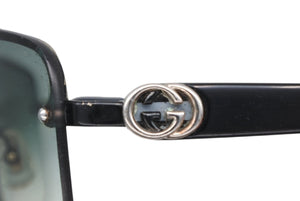 GUCCI グッチ サングラス GGロゴ リムレス アイウェア イタリア製 アセテート メタル ブラック シルバー金具 美品 中古 4b010778