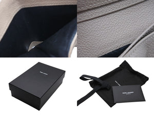 SAINT LAURENT サンローラン カサンドラ ジップウォレット 二つ折り財布 グレイン ド プードル レザー ベージュ ゴールド金具 良品 中古 4b010788