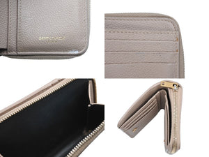SAINT LAURENT サンローラン カサンドラ ジップウォレット 二つ折り財布 グレイン ド プードル レザー ベージュ ゴールド金具 良品 中古 4b010788