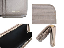 Load image into Gallery viewer, SAINT LAURENT サンローラン カサンドラ ジップウォレット 二つ折り財布 グレイン ド プードル レザー ベージュ ゴールド金具 良品 中古 4b010788