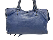 画像をギャラリービューアに読み込む, BALENCIAGA バレンシアガ ザシティ 2WAY ハンドバッグ 115748 レザー ブルー ゴールド金具 良品 中古 4b010798