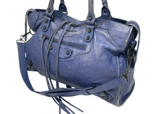 画像をギャラリービューアに読み込む, BALENCIAGA バレンシアガ ザシティ 2WAY ハンドバッグ 115748 レザー ブルー ゴールド金具 良品 中古 4b010798