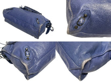 画像をギャラリービューアに読み込む, BALENCIAGA バレンシアガ ザシティ 2WAY ハンドバッグ 115748 レザー ブルー ゴールド金具 良品 中古 4b010798