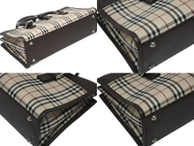 Load image into Gallery viewer, BURBERRY バーバリー ノバチェック ハンドバッグ ブラウン ベージュ キャンバス レザー シルバー金具 美品 中古 4b010799