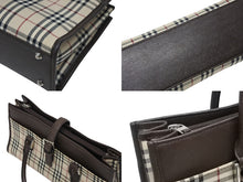 Load image into Gallery viewer, BURBERRY バーバリー ノバチェック ハンドバッグ ブラウン ベージュ キャンバス レザー シルバー金具 美品 中古 4b010799