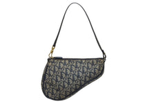 画像をギャラリービューアに読み込む, CHRISTIAN DIOR クリスチャンディオール サドルポーチ アクセサリーポーチ MC 0031 ネイビー トロッター柄 ガリアーノ期 良品 中古 4b010801