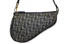 画像をギャラリービューアに読み込む, CHRISTIAN DIOR クリスチャンディオール サドルポーチ アクセサリーポーチ MC 0031 ネイビー トロッター柄 ガリアーノ期 良品 中古 4b010801