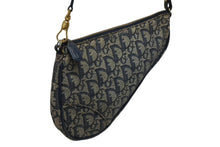 画像をギャラリービューアに読み込む, CHRISTIAN DIOR クリスチャンディオール サドルポーチ アクセサリーポーチ MC 0031 ネイビー トロッター柄 ガリアーノ期 良品 中古 4b010801