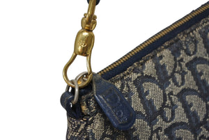 CHRISTIAN DIOR クリスチャンディオール サドルポーチ アクセサリーポーチ MC 0031 ネイビー トロッター柄 ガリアーノ期 良品 中古 4b010801