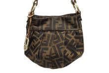 画像をギャラリービューアに読み込む, 極美品 FENDI フェンディ ズッカ シェフバッグ ミニホーボーバッグ チャーム イタリア製 ブラウン ベージュ ゴールド金具 中古 4b010825