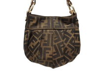 画像をギャラリービューアに読み込む, 極美品 FENDI フェンディ ズッカ シェフバッグ ミニホーボーバッグ チャーム イタリア製 ブラウン ベージュ ゴールド金具 中古 4b010825