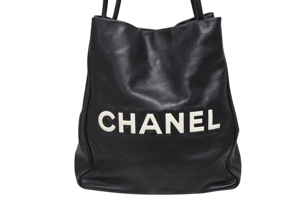 CHANEL シャネル カメリア ロゴデザイン ワンショルダーバッグ 4番台 ブラック レザー ゴールド金具 美品 中古 4b010842