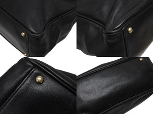 CHANEL シャネル カメリア ロゴデザイン ワンショルダーバッグ 4番台 ブラック レザー ゴールド金具 美品 中古 4b010842