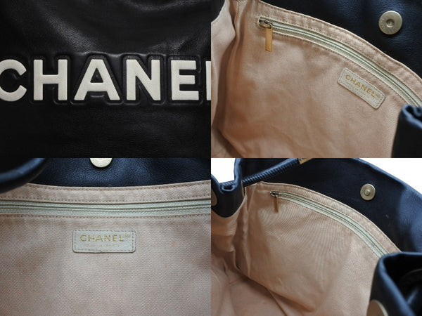 CHANEL シャネル カメリア ロゴデザイン ワンショルダーバッグ 4番台 ブラック レザー ゴールド金具 美品 中古 4b010842