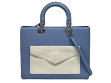 Load image into Gallery viewer, Christian Dior クリスチャンディオール ディオリッシモ 2WAY ハンドバッグ 18-MA-0154 ブルー ブラック レザー シルバー 金具 美品 中古 4b010844