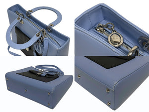 Christian Dior クリスチャンディオール ディオリッシモ 2WAY ハンドバッグ 18-MA-0154 ブルー ブラック レザー シルバー 金具 美品 中古 4b010844