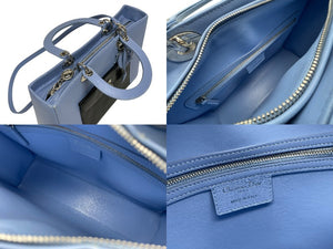 Christian Dior クリスチャンディオール ディオリッシモ 2WAY ハンドバッグ 18-MA-0154 ブルー ブラック レザー シルバー 金具 美品 中古 4b010844