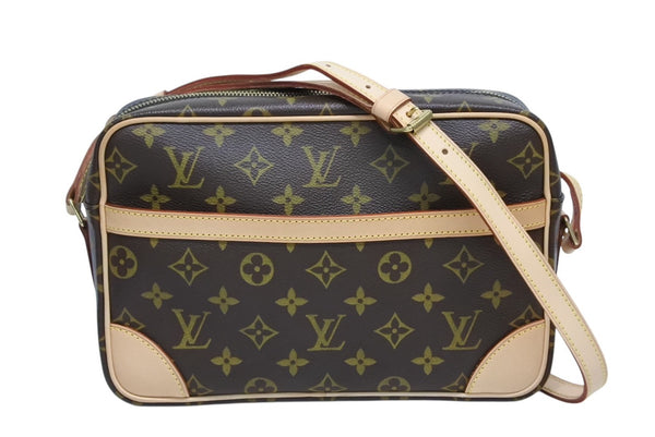 新品同様品 LOUIS VUITTON ルイヴィトン モノグラム トロカデロ27 ショルダーバッグ M51274 PVC ヌメ革 ブラウン ゴールド金具 中古 4b010849