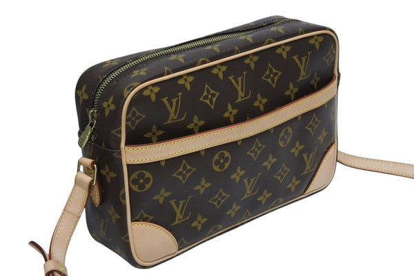 新品同様品 LOUIS VUITTON ルイヴィトン モノグラム トロカデロ27 ショルダーバッグ M51274 PVC ヌメ革 ブラウン ゴールド金具 中古 4b010849