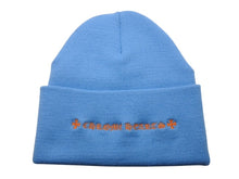 画像をギャラリービューアに読み込む, CHROME HEARTS クロムハーツ ニット帽 セメタリークロス ビーニー アクリル ブルー オレンジ 美品 中古 4b010870