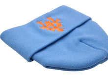 画像をギャラリービューアに読み込む, CHROME HEARTS クロムハーツ ニット帽 セメタリークロス ビーニー アクリル ブルー オレンジ 美品 中古 4b010870