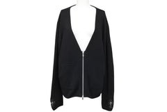 極美品 CHROME HEARTS クロムハーツ カシミヤ ダガージップ ニット クロスパッチ カシミヤ ブラック 中古 4b010876
