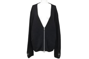 極美品 CHROME HEARTS クロムハーツ カシミヤ ダガージップ ニット クロスパッチ カシミヤ ブラック 中古 4b010876