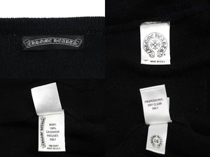 極美品 CHROME HEARTS クロムハーツ カシミヤ ダガージップ ニット クロスパッチ カシミヤ ブラック 中古 4b010876