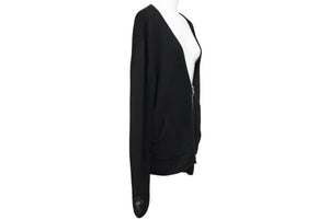 極美品 CHROME HEARTS クロムハーツ カシミヤ ダガージップ ニット クロスパッチ カシミヤ ブラック 中古 4b010876