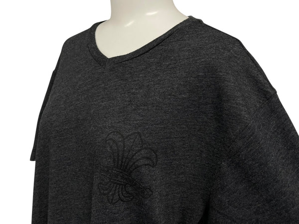 CHROME HEARTS クロムハーツ BSフレア 半袖VネックTシャツ サイズM チャコール ポリエステル コットン 美品 中古 4b010878