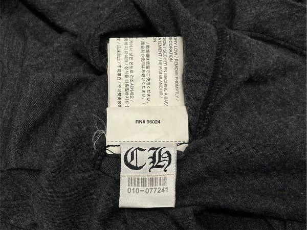 CHROME HEARTS クロムハーツ BSフレア 半袖VネックTシャツ サイズM チャコール ポリエステル コットン 美品 中古 4b010878