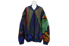 Load image into Gallery viewer, COOGI クージー 3Dニット ジップアップ ブルゾン ウール×レザー 肘パッチワーク マルチカラー ジャケット 美品 中古 4b010914