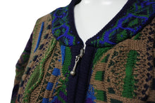 Load image into Gallery viewer, COOGI クージー 3Dニット ジップアップ ブルゾン ウール×レザー 肘パッチワーク マルチカラー ジャケット 美品 中古 4b010914
