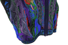Load image into Gallery viewer, COOGI クージー 3Dニット ジップアップ ブルゾン ウール×レザー 肘パッチワーク マルチカラー ジャケット 美品 中古 4b010914