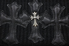 画像をギャラリービューアに読み込む, 極美品 CHROME HEARTS クロムハーツ ビーニー ニット帽 トリプルクロス タイニーchクロス クロスパッチ カシミヤ ブラック 中古 4b010966