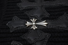 画像をギャラリービューアに読み込む, 極美品 CHROME HEARTS クロムハーツ ビーニー ニット帽 トリプルクロス タイニーchクロス クロスパッチ カシミヤ ブラック 中古 4b010966