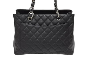 極美品 CHANEL シャネル GST チェーントートバッグ A50995 12番台 キャビアスキン ココマーク ブラック シルバー金具 中古 4b010970