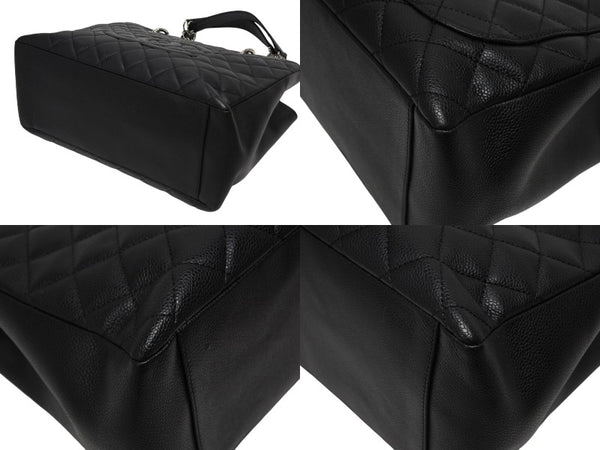 極美品 CHANEL シャネル GST チェーントートバッグ A50995 12番台 キャビアスキン ココマーク ブラック シルバー金具 中古 4b010970