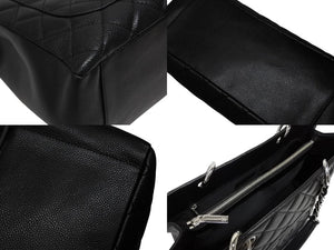 極美品 CHANEL シャネル GST チェーントートバッグ A50995 12番台 キャビアスキン ココマーク ブラック シルバー金具 中古 4b010970