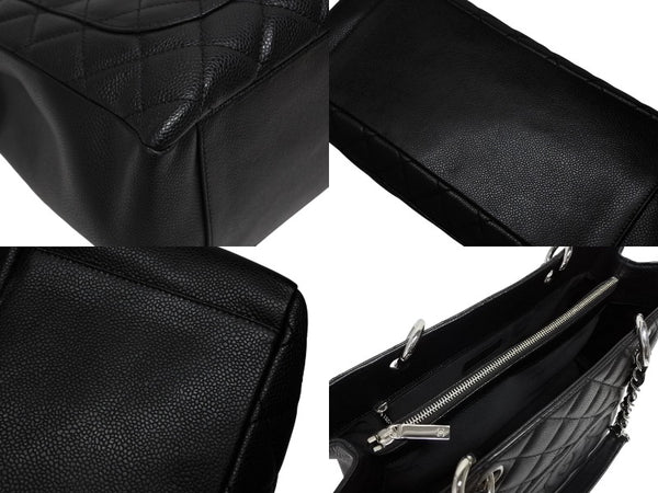 極美品 CHANEL シャネル GST チェーントートバッグ A50995 12番台 キャビアスキン ココマーク ブラック シルバー金具 中古 4b010970