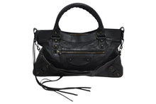 画像をギャラリービューアに読み込む, BALENCIAGA バレンシアガ ザ ファースト ハンドバッグ ショルダーバッグ ブラック レザー 103208 アンティークシルバー金具 美品 中古 4b010983