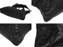 画像をギャラリービューアに読み込む, BALENCIAGA バレンシアガ ザ ファースト ハンドバッグ ショルダーバッグ ブラック レザー 103208 アンティークシルバー金具 美品 中古 4b010983