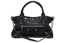 画像をギャラリービューアに読み込む, BALENCIAGA バレンシアガ ザシティ 2WAYバッグ ハンドバッグ ショルダーバッグ 240577 カーフレザー ブラック シルバー金具 美品 中古 4b010984