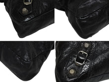 画像をギャラリービューアに読み込む, BALENCIAGA バレンシアガ ザシティ 2WAYバッグ ハンドバッグ ショルダーバッグ 240577 カーフレザー ブラック シルバー金具 美品 中古 4b010984