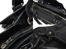 画像をギャラリービューアに読み込む, BALENCIAGA バレンシアガ ザシティ 2WAYバッグ ハンドバッグ ショルダーバッグ 240577 カーフレザー ブラック シルバー金具 美品 中古 4b010984