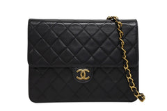 極美品 CHANEL シャネル Sフラップ Sチェーンショルダーバッグ 4番台 ココマーク ラムスキン ブラック ゴールド金具 中古 4b010991