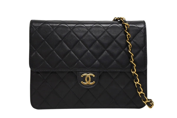 極美品 CHANEL シャネル Sフラップ Sチェーンショルダーバッグ 4番台 ココマーク ラムスキン ブラック ゴールド金具 中古 4b010991