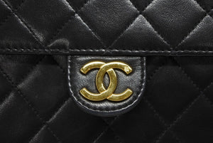 極美品 CHANEL シャネル Sフラップ Sチェーンショルダーバッグ 4番台 ココマーク ラムスキン ブラック ゴールド金具 中古 4b010991