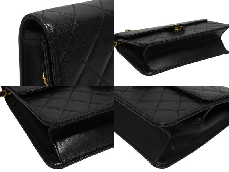 極美品 CHANEL シャネル Sフラップ Sチェーンショルダーバッグ 4番台 ココマーク ラムスキン ブラック ゴールド金具 中古 4b010991